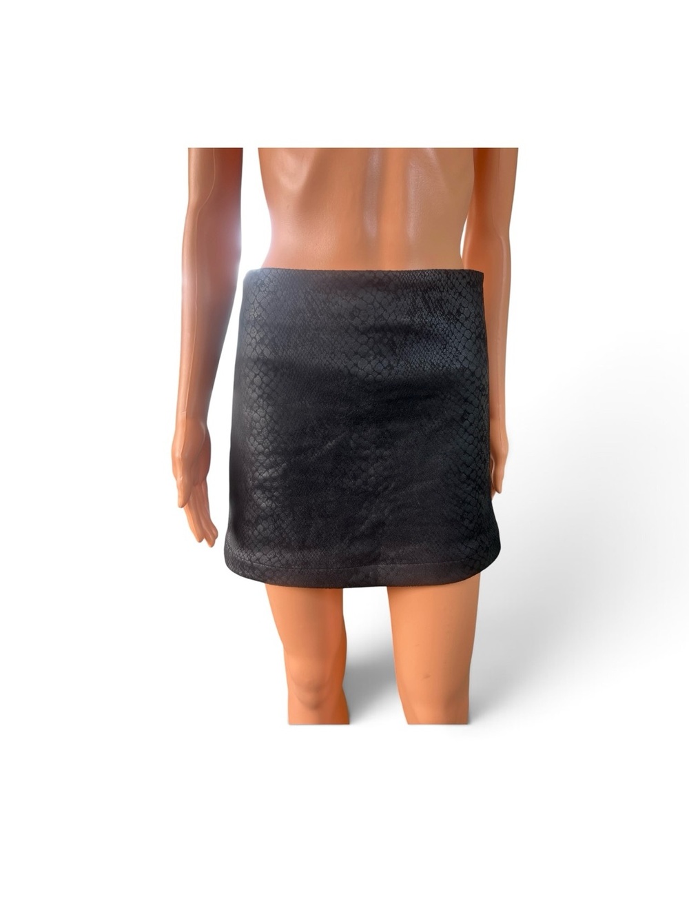 Black Faux Snakeskin Mini Skirt - Women's Timeless Mini - Picture 1 of 7